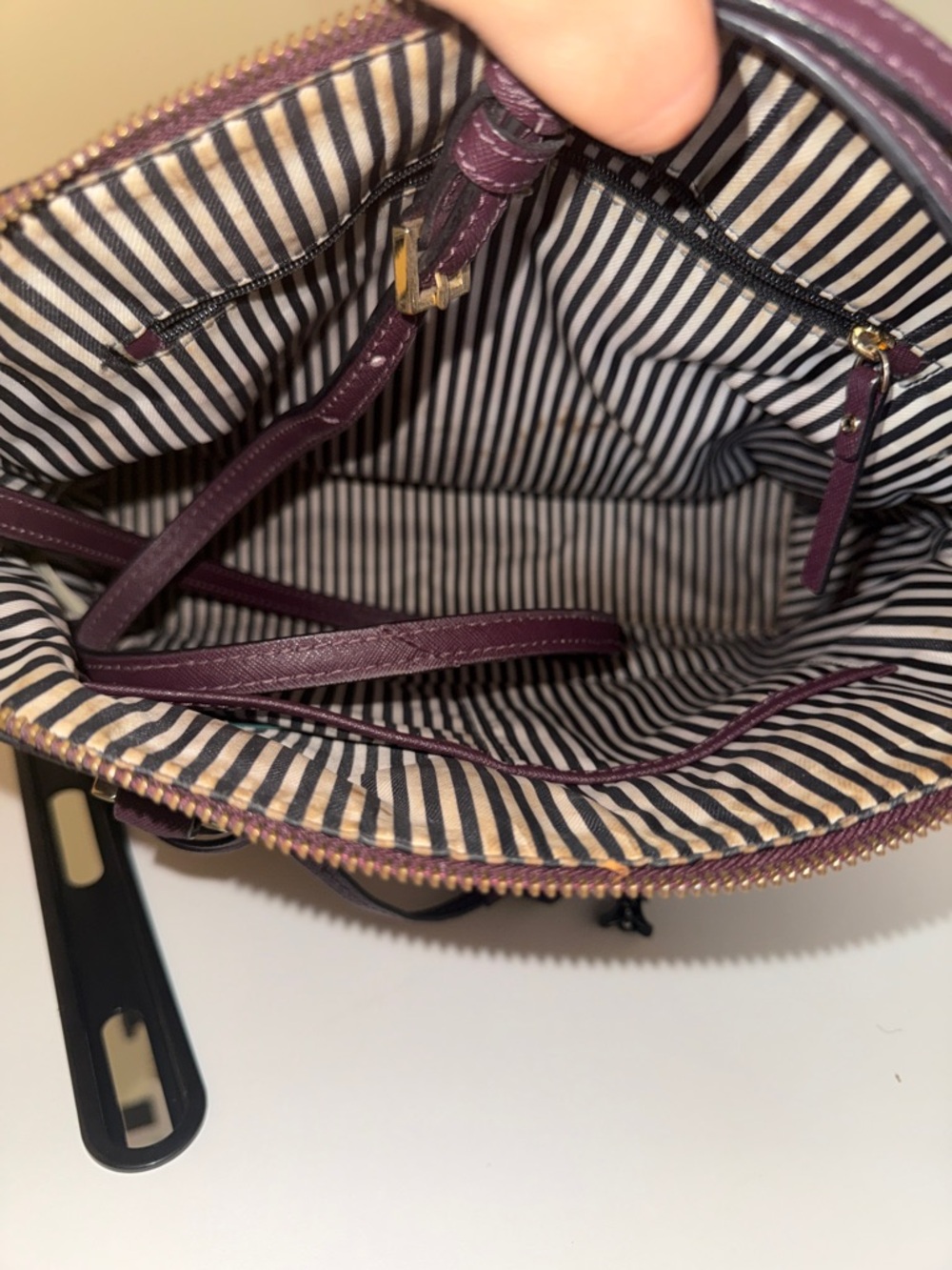 kate spade plum dome satchel with gold-tone hardware - Picture 5 of 6